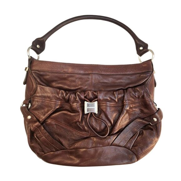 B. Makowsky Brown Genuine Leather Shoulder Bag With Leopard Print Lining & Multi - Picture 9 of 10